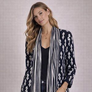 Anthropologie Martingale Cardigan | One September Navy & White Sz S